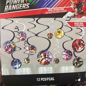 Power Ranger Swirl Decorations - Black, Red, and Silver
